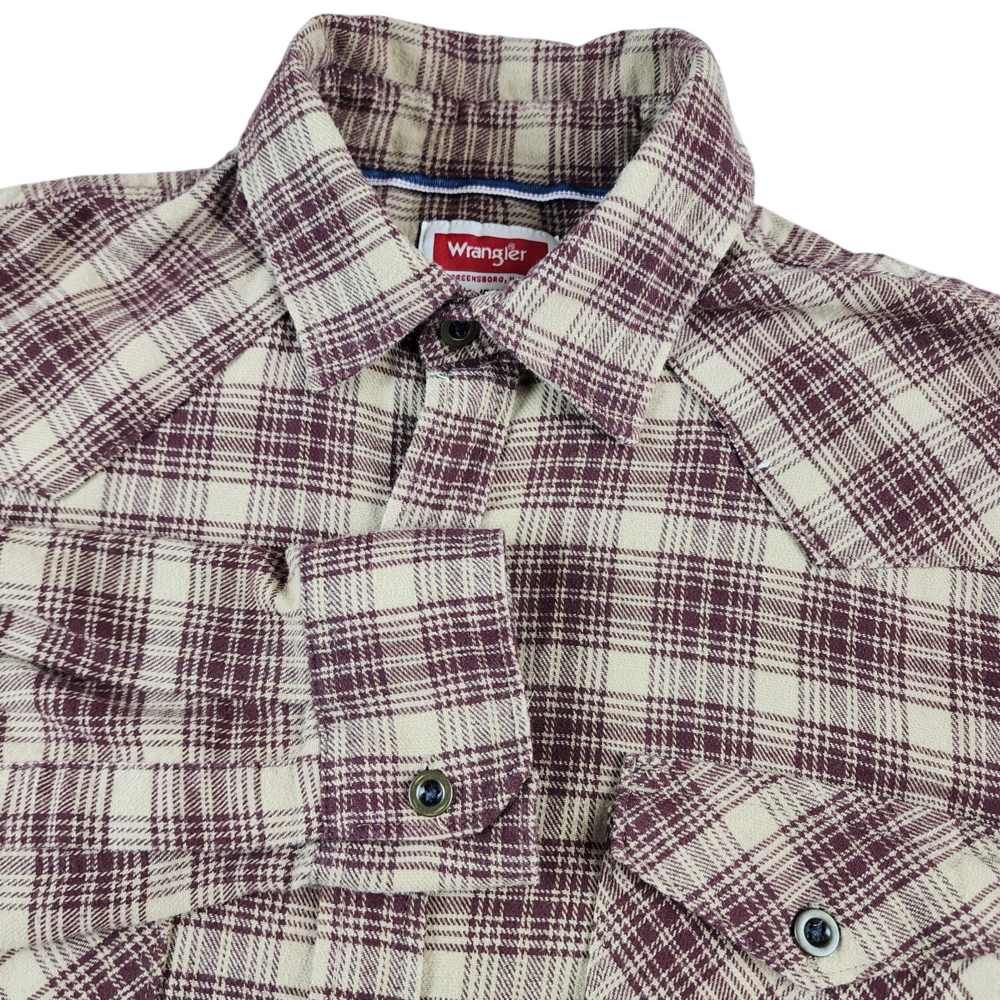 Wrangler Mens Medium Flannel Shirt Plaid Western Long Sleeve Button Up‎